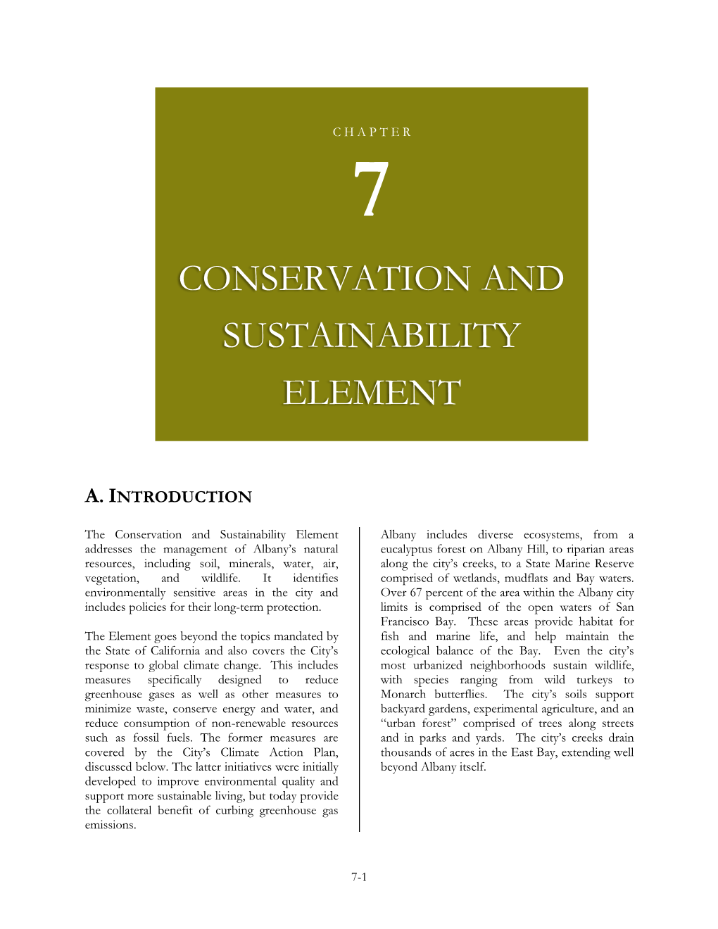 Conservation and Sustainability Element