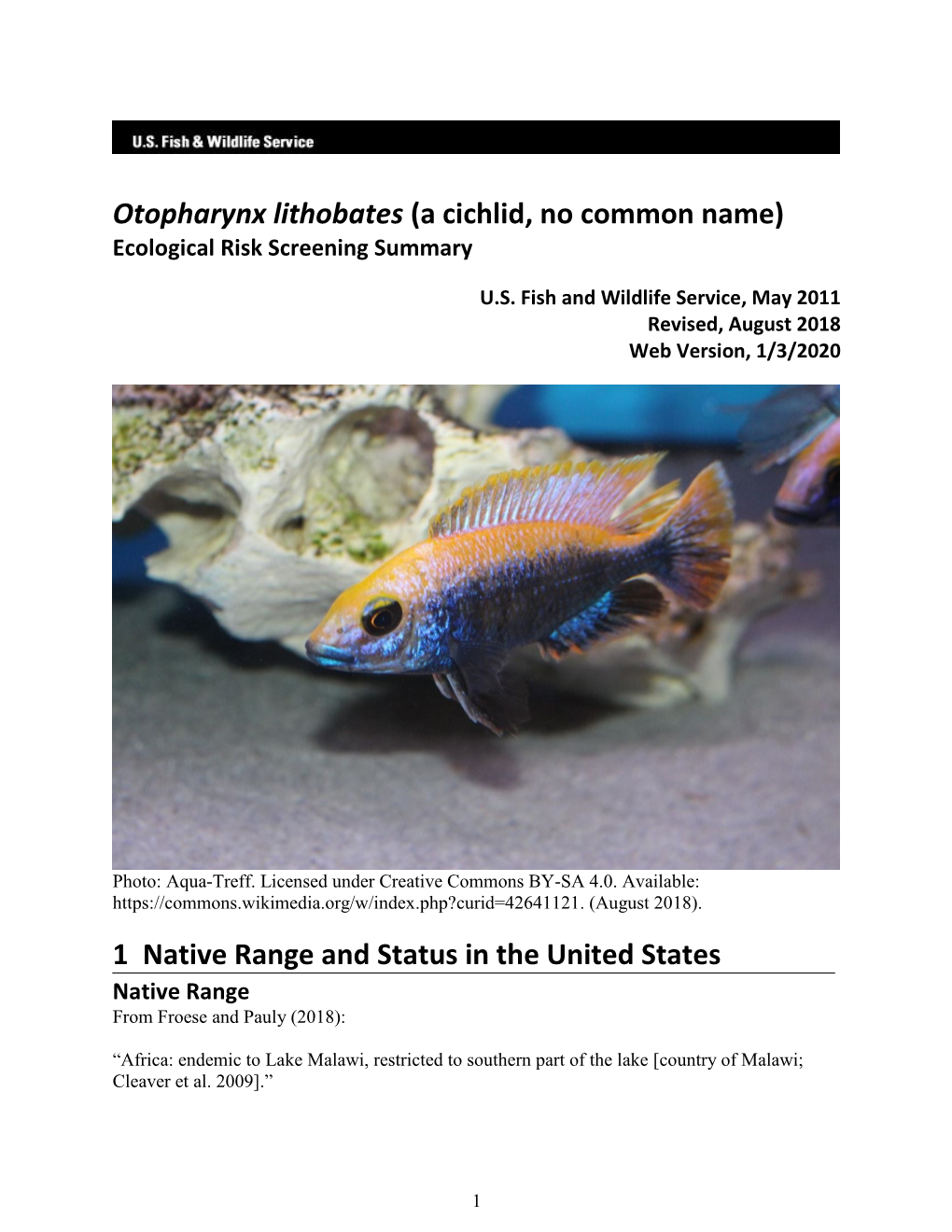 Otopharynx Lithobates Ecological Risk Screening Summary
