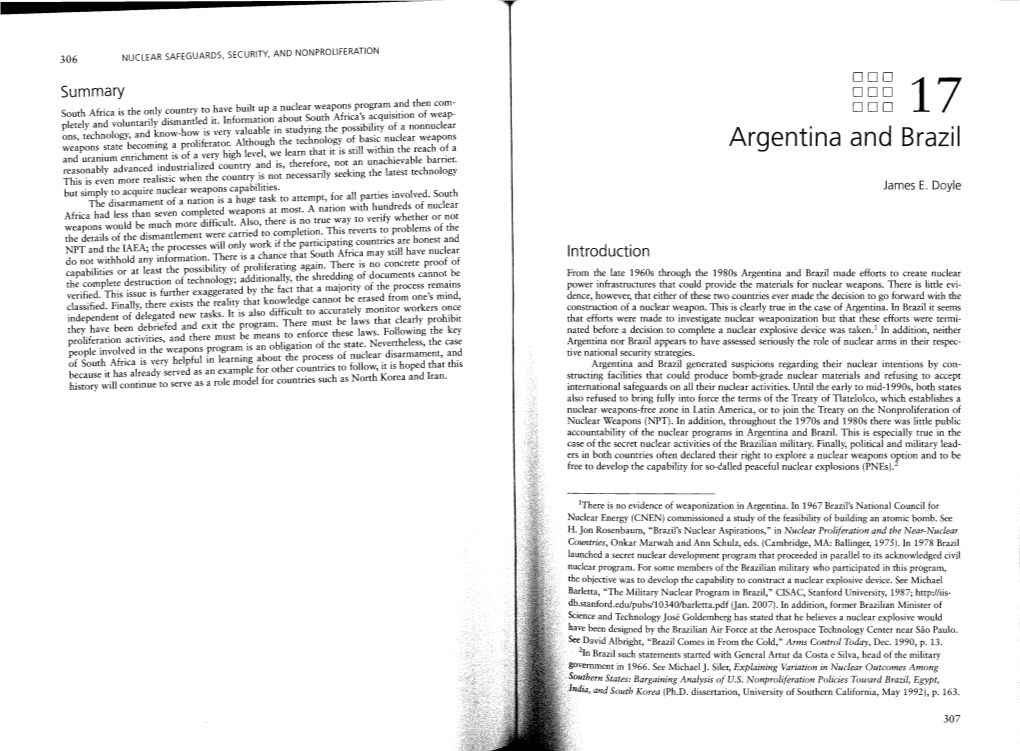 Argentina and Brazil Weapons State B~Commg ~ P~O 1 Erat~