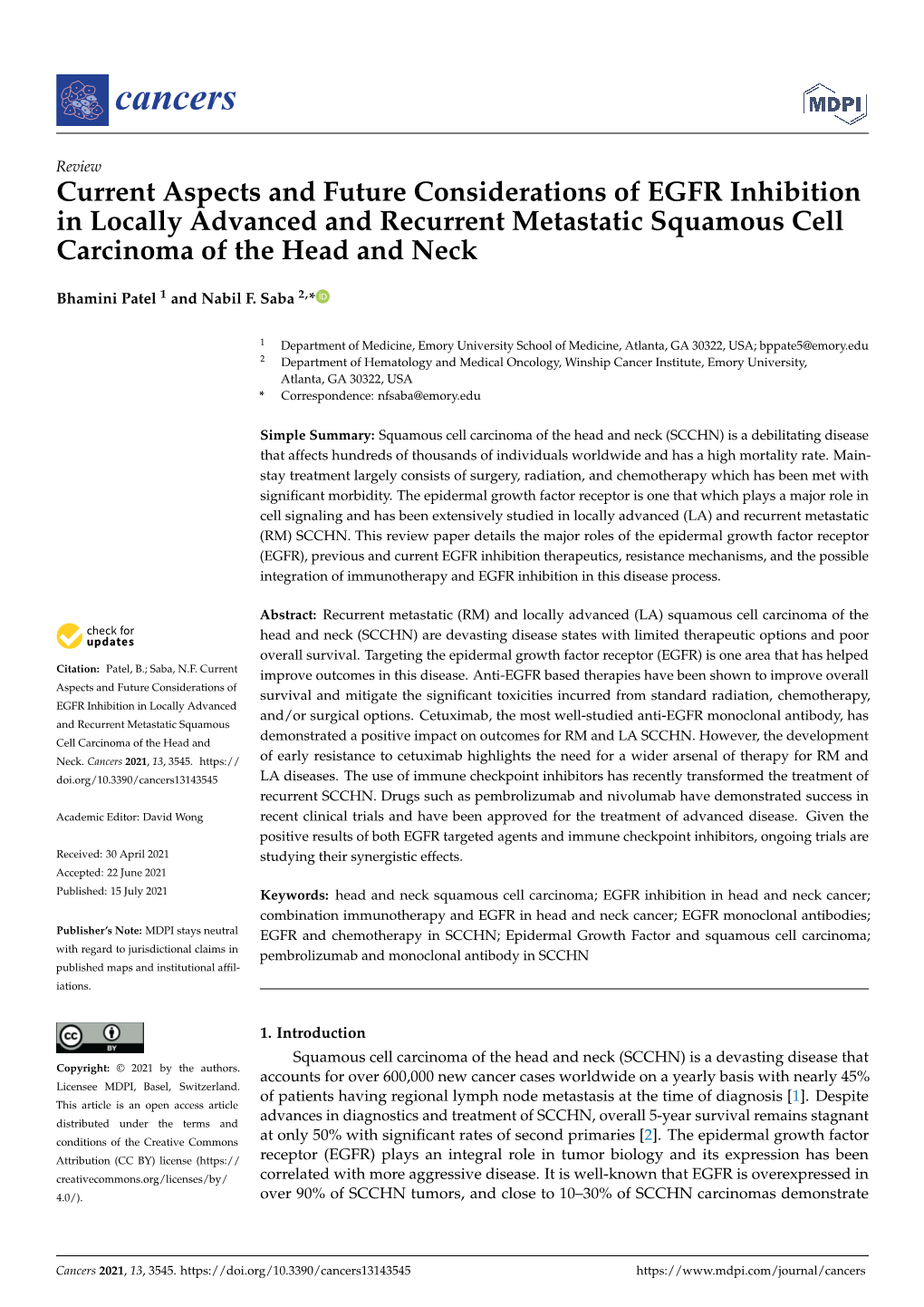 Current Aspects and Future Considerations of EGFR Inhibition in Locally Advanced and Recurrent Metastatic Squamous Cell Carcinoma of the Head and Neck