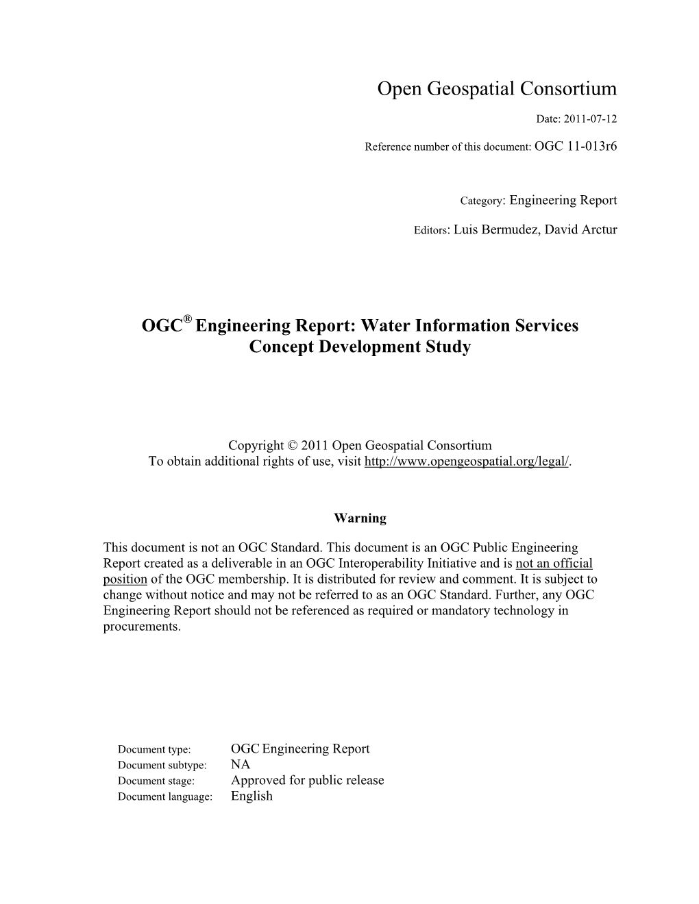 Water Information Services Concept Development Study