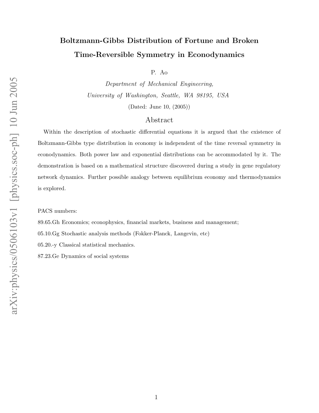 Boltzmann-Gibbs Distribution of Fortune and Broken Time