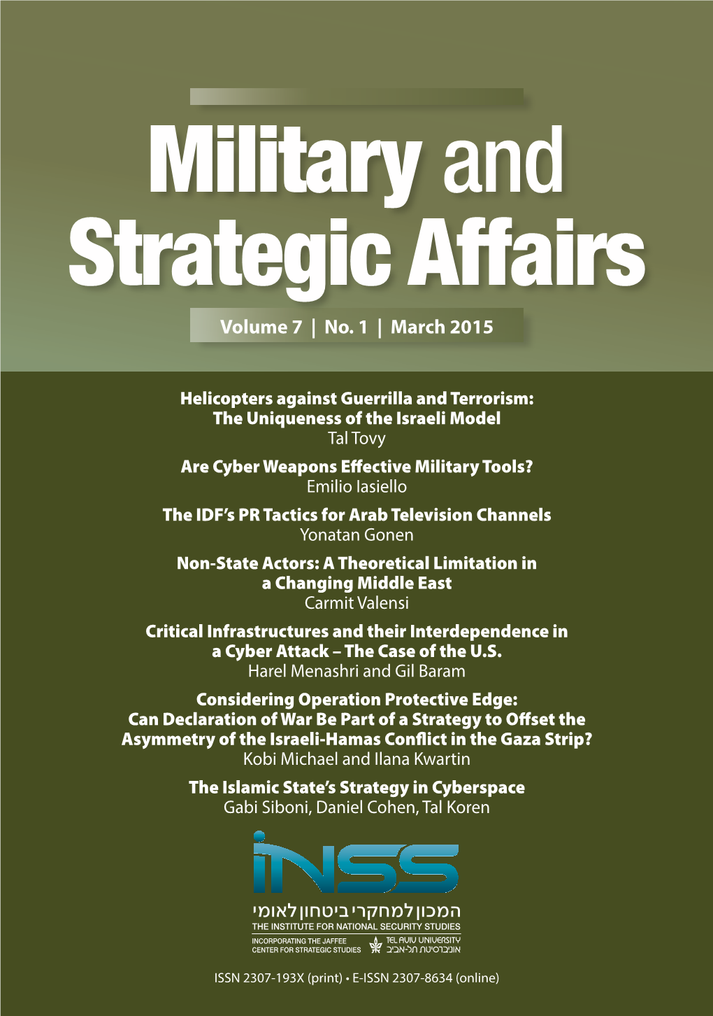 Military and Strategic Affairs, Vol 7, No 1
