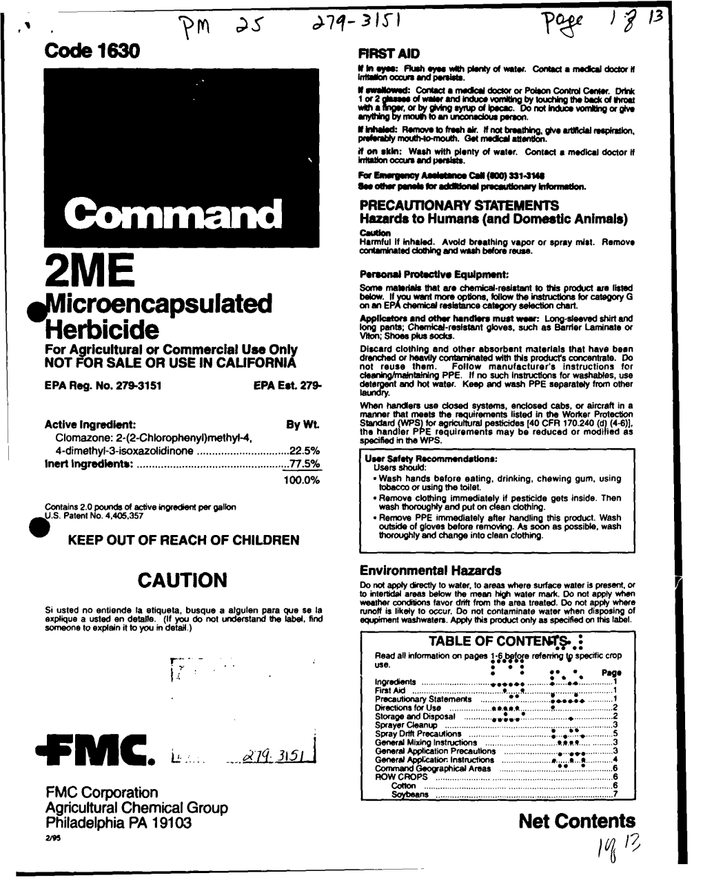 U.S. EPA, Pesticide Product Label, COMMAND 2 ME HERBICIDE, 04