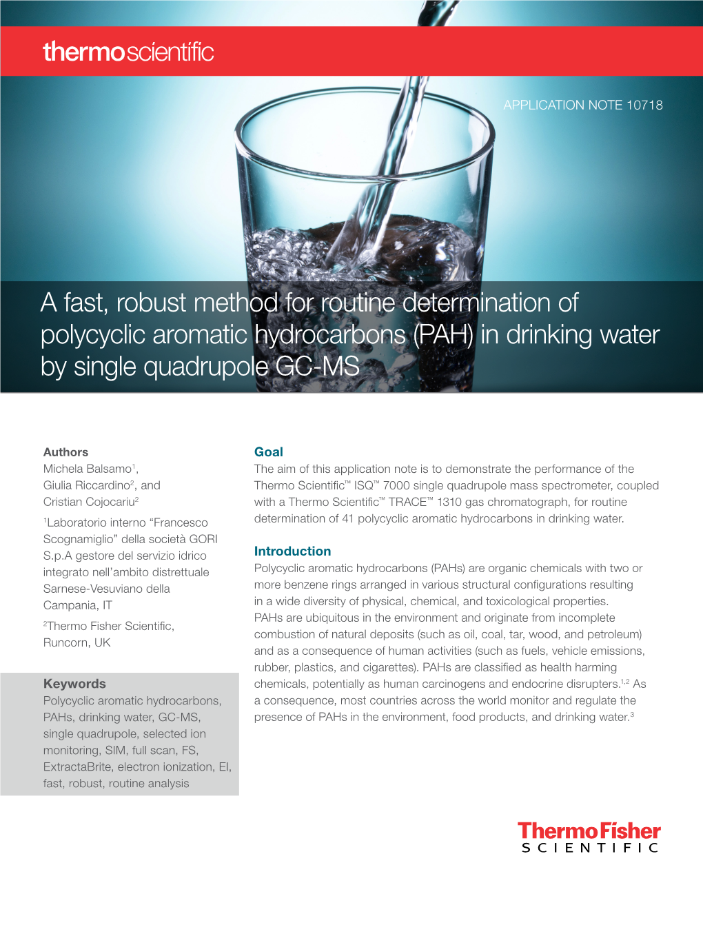 (PAH) in Drinking Water by Single Quadrupole GC-MS