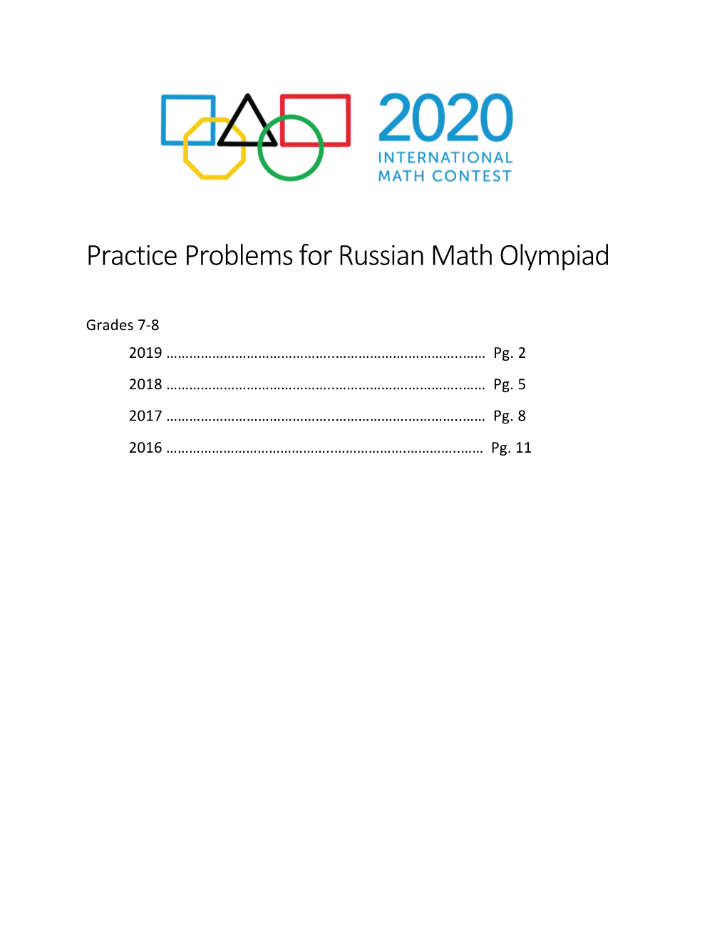 Practice Problems for Russian Math Olympiad