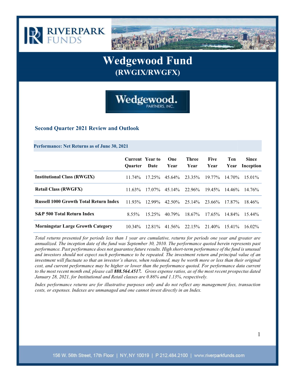 Wedgewood Fund (RWGIX/RWGFX)