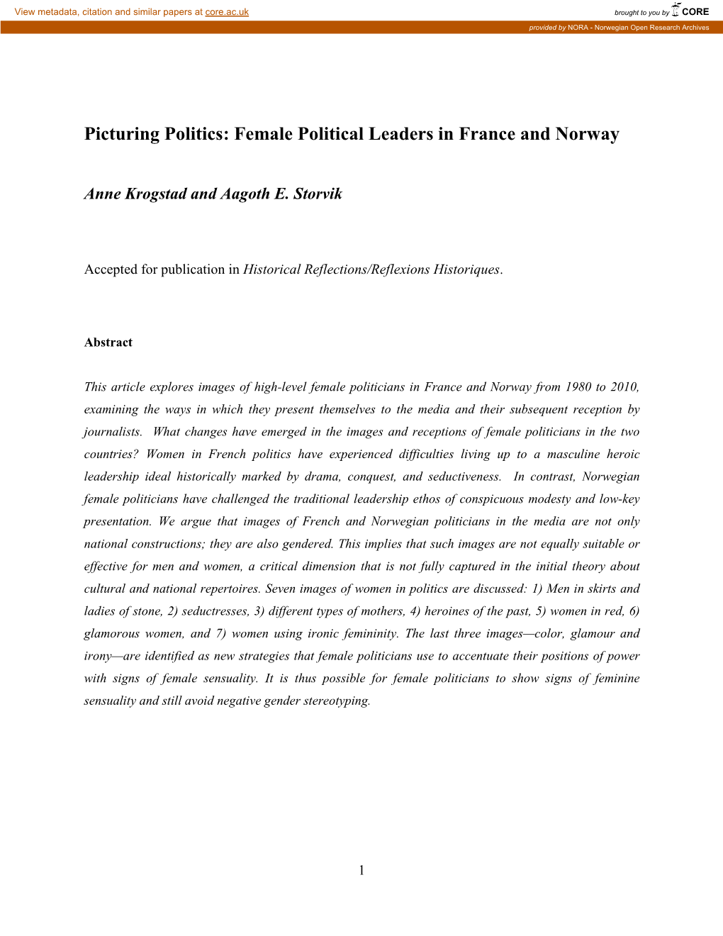 Female Political Leaders in France and Norway