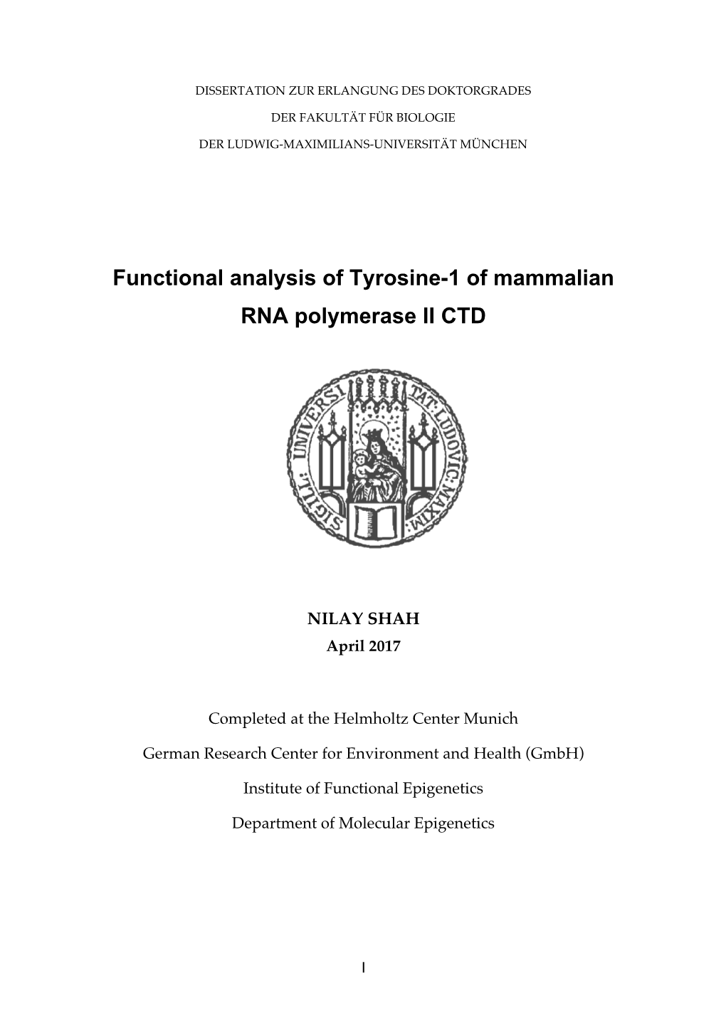 Functional Analysis of Tyrosine-1 of Mammalian RNA Polymerase II CTD