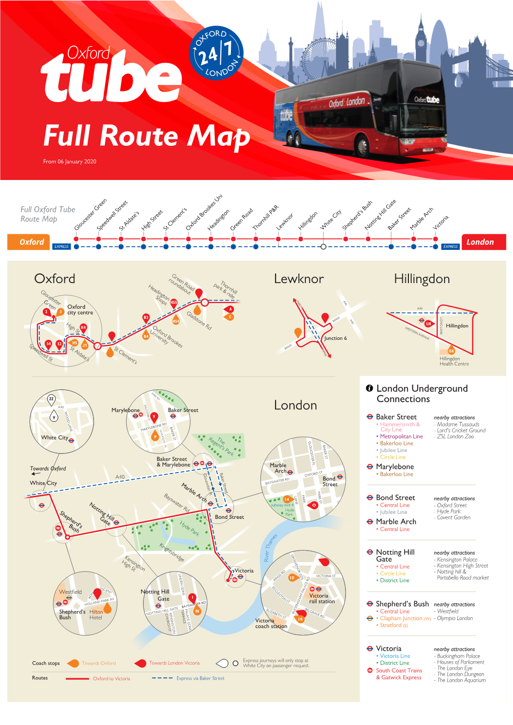 Oxford Tube Route Map A4 06.01.2020