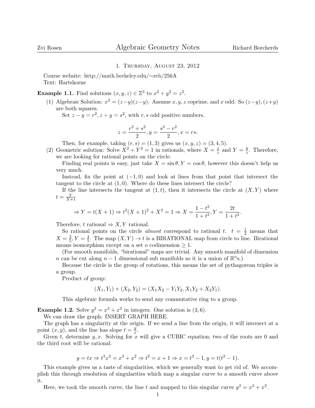 Algebraic Geometry Notes Richard Borcherds