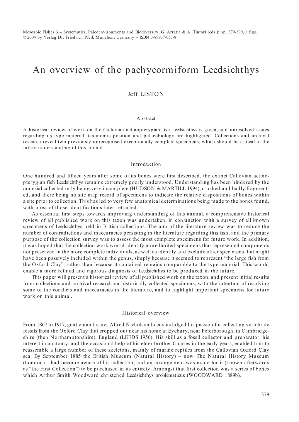 An Overview of the Pachycormiform Leedsichthys