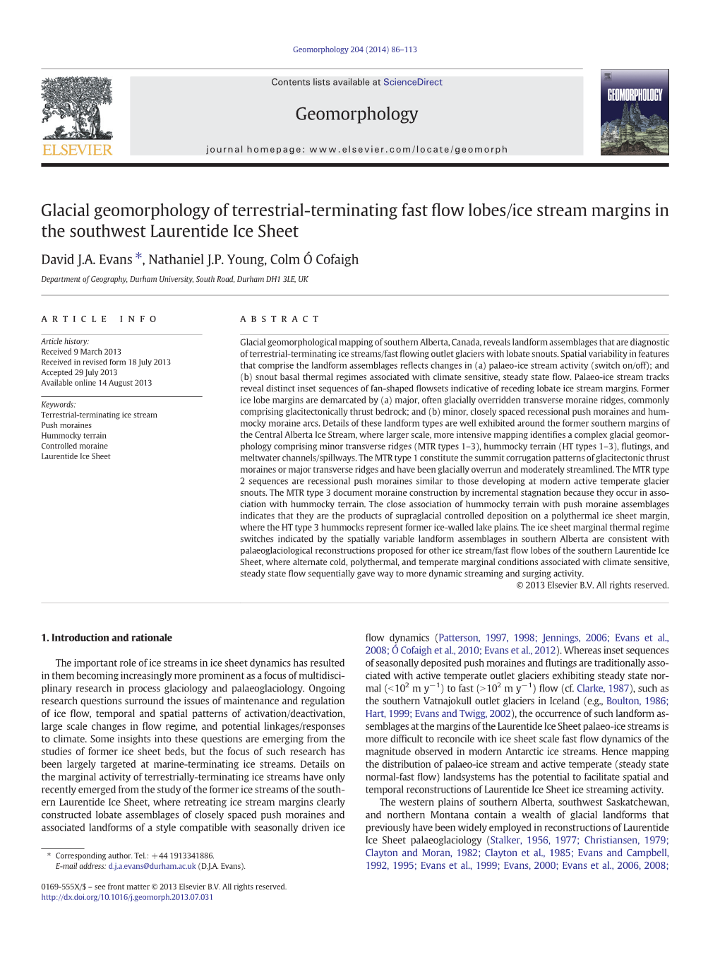 Glacial Geomorphology of Terrestrial-Terminating Fast Flow