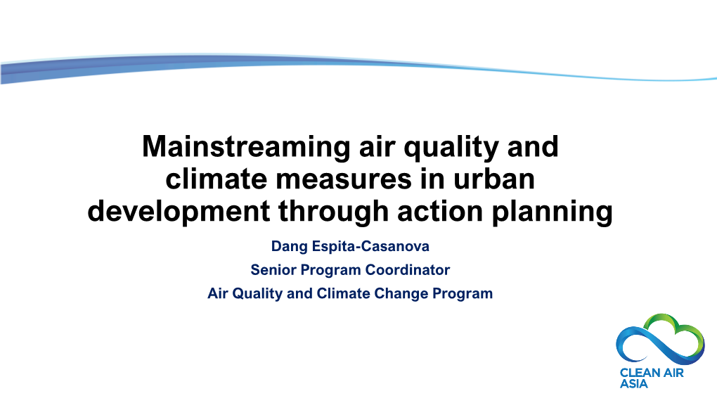 Mainstreaming Air Quality and Climate Measures in Urban Development Through Action Planning