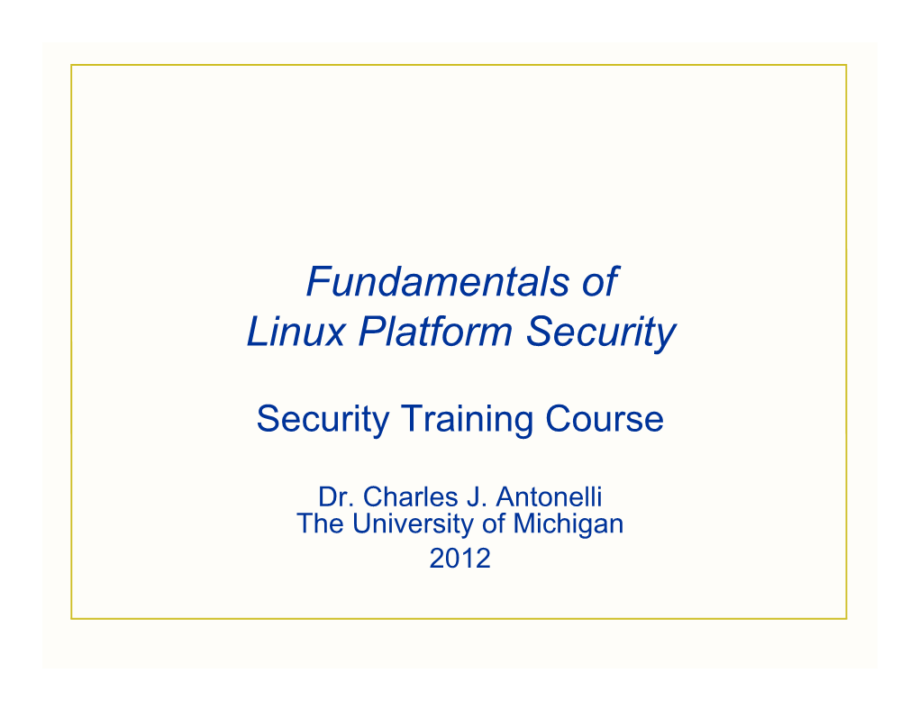 Fundamentals of Linux Platform Security