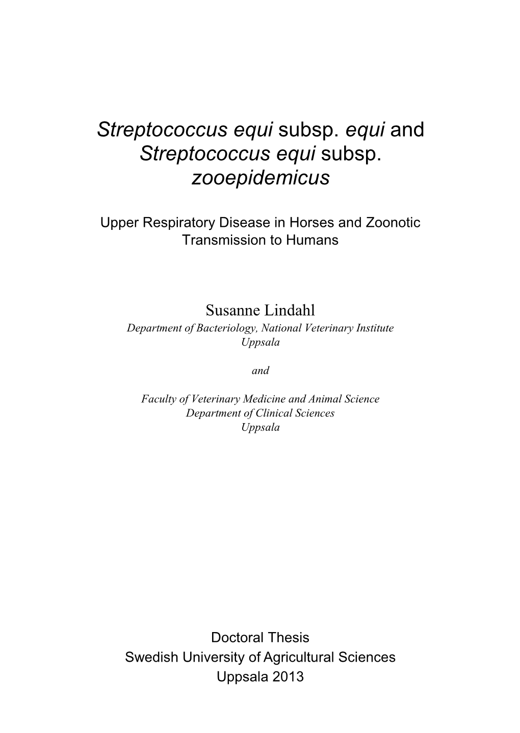 Streptococcus Equi Subsp