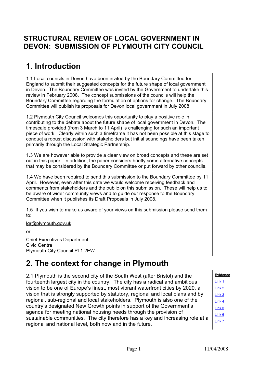 Plymouth Lgr Concepts Report