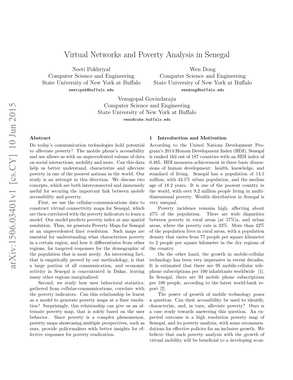 Virtual Networks and Poverty Analysis in Senegal