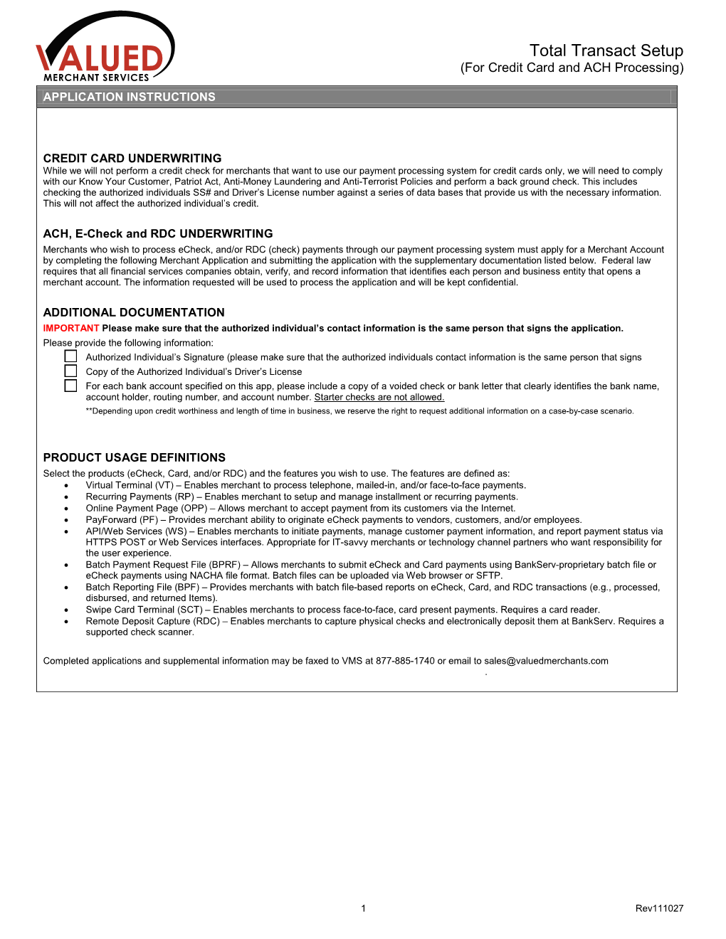 Netdeposit Merchant Application