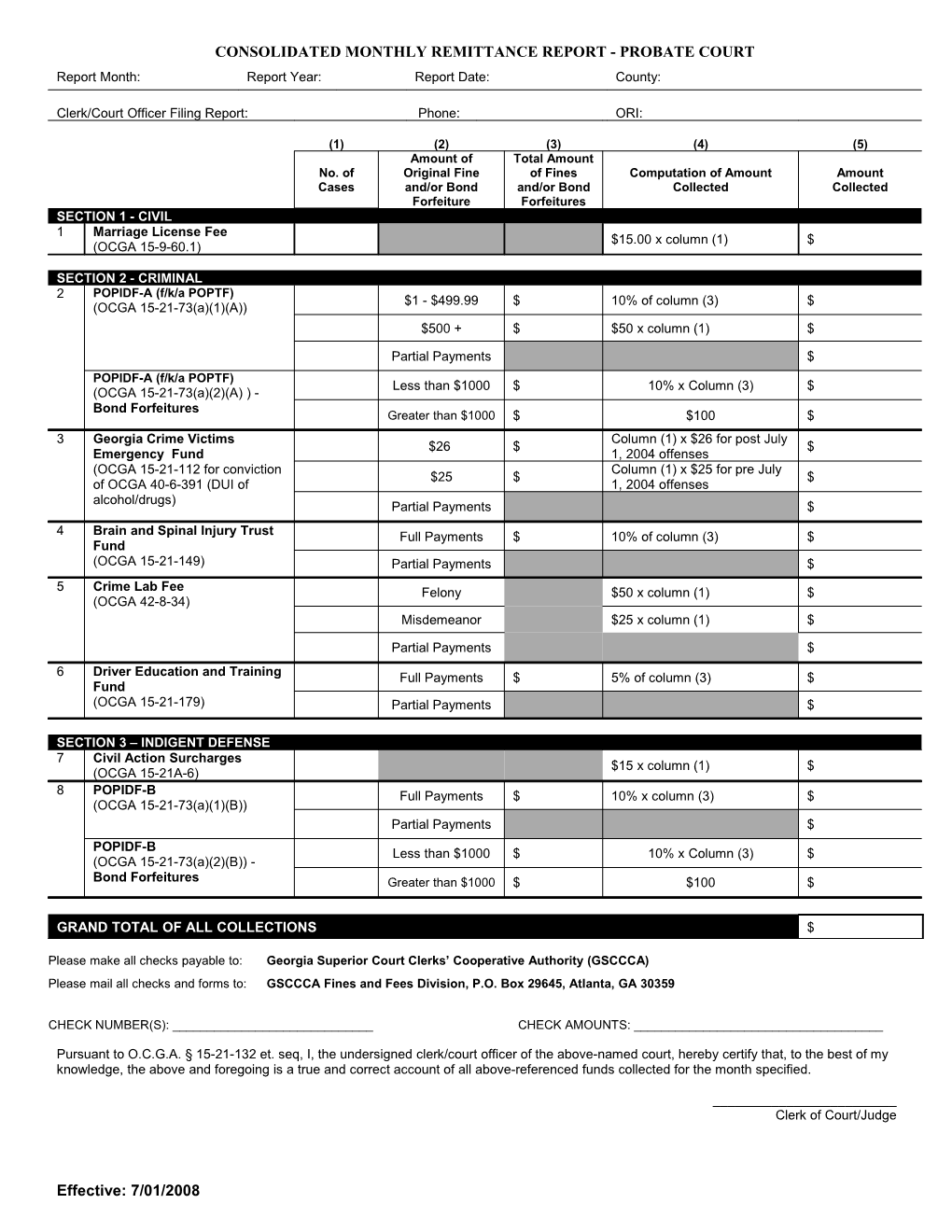 Monthly Report of State Beneficiary Funds Collected