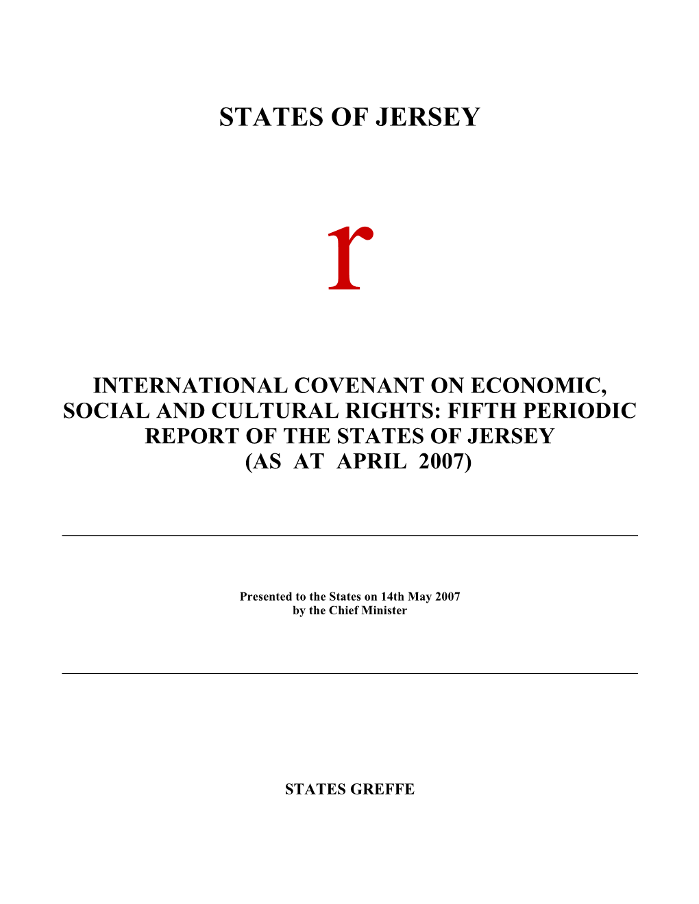 Fifth Periodic Report of the States of Jersey (As at April 2007)