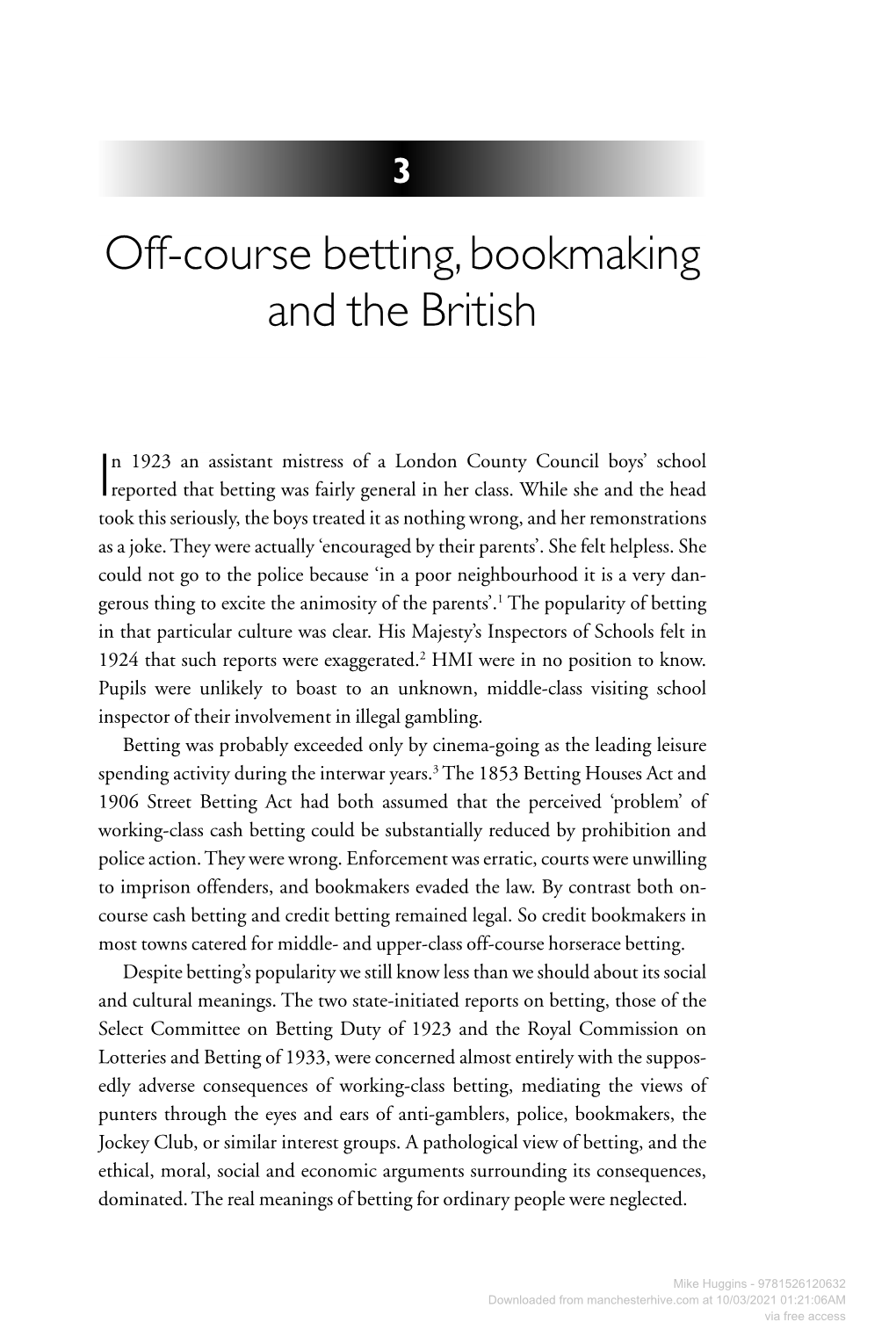 Off-Course Betting, Bookmaking and the British
