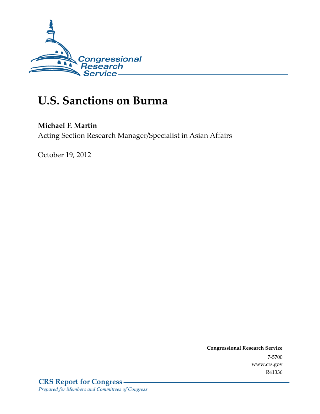 U.S. Sanctions on Burma