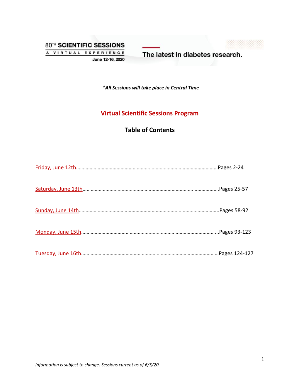 Virtual Scientific Sessions Program