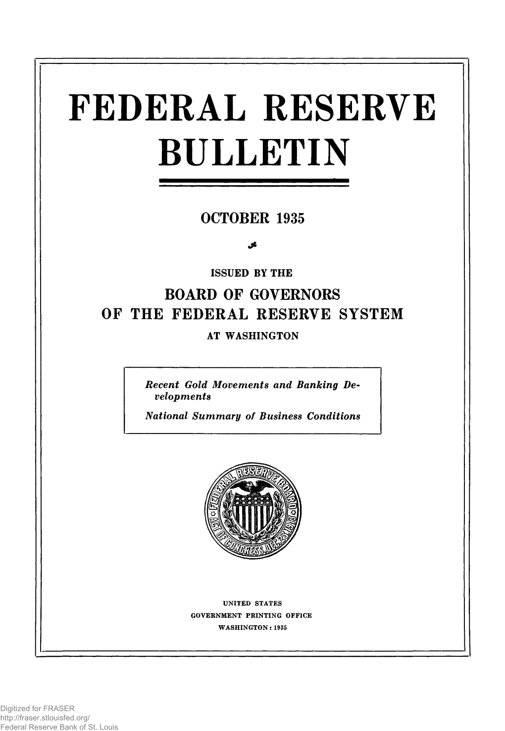 Federal Reserve Bulletin October 1935