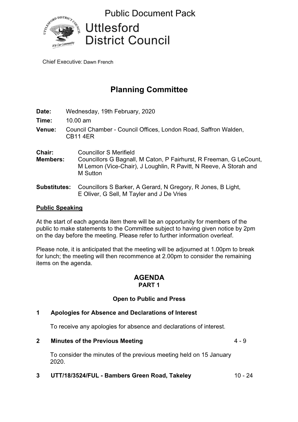 (Public Pack)Agenda Document for Planning Committee, 19/02/2020