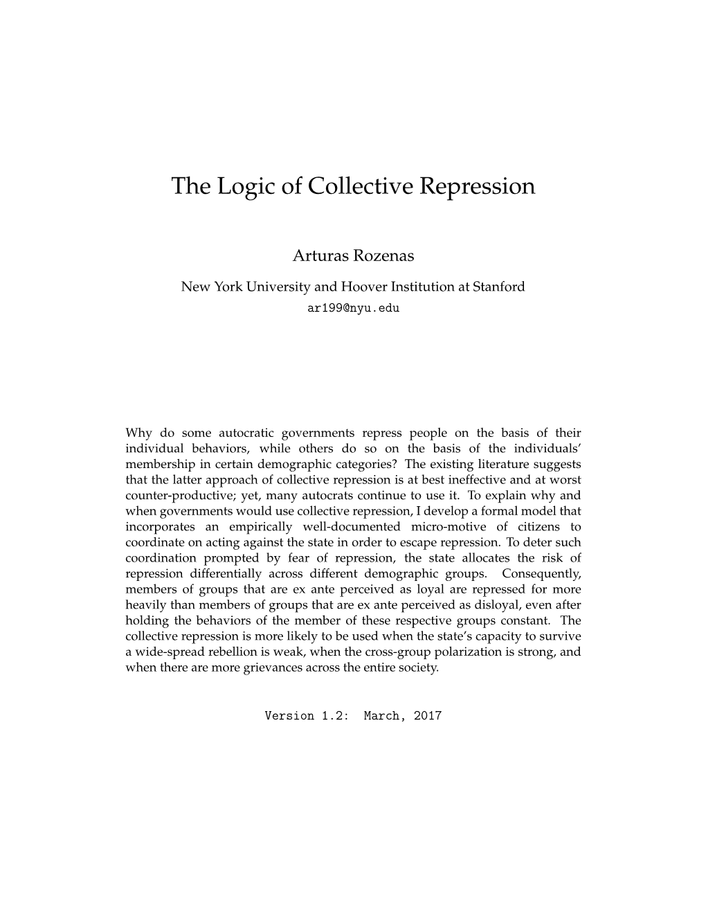 The Logic of Collective Repression