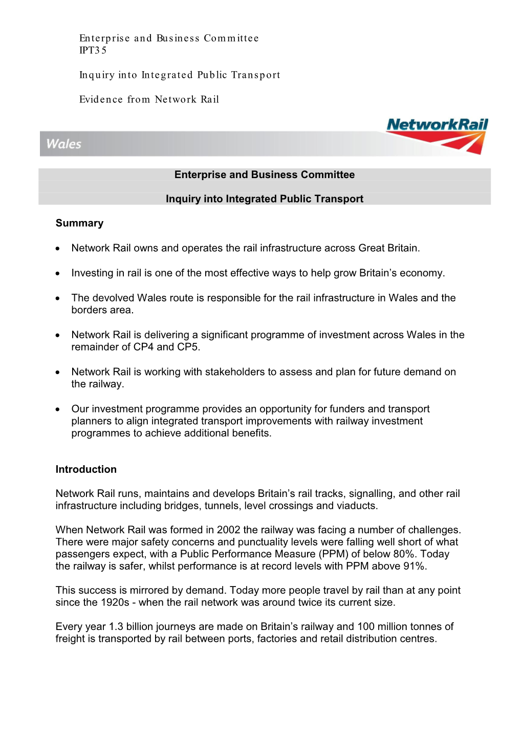 Consultation Response IPT35. Network Rail