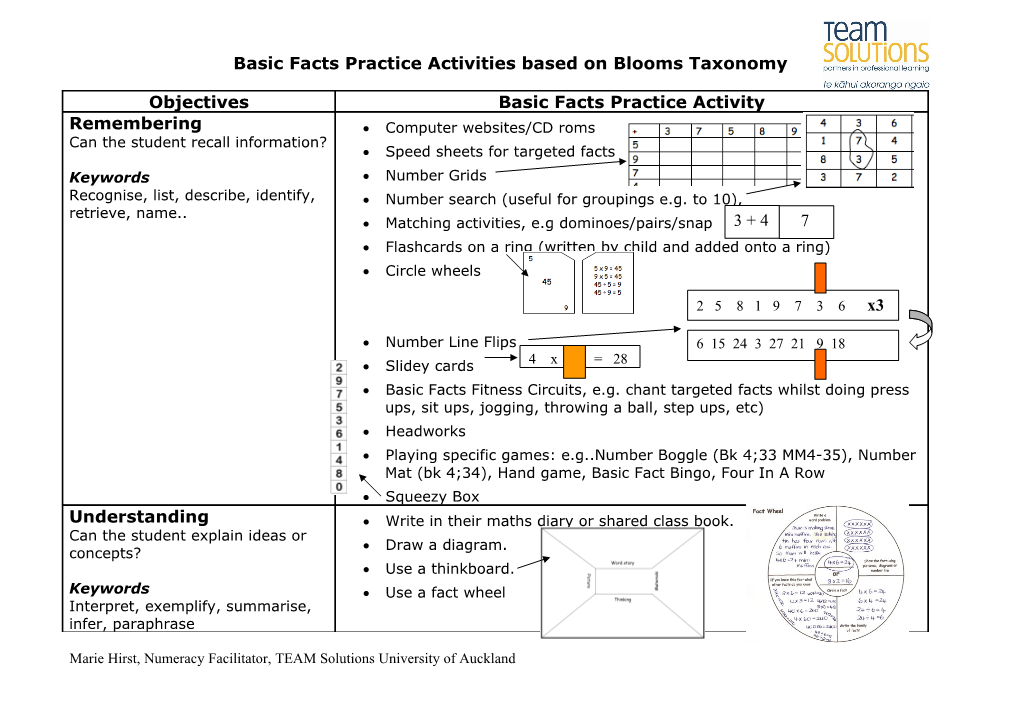 Marie Hirst, Numeracy Facilitator, TEAM Solutions University of Auckland