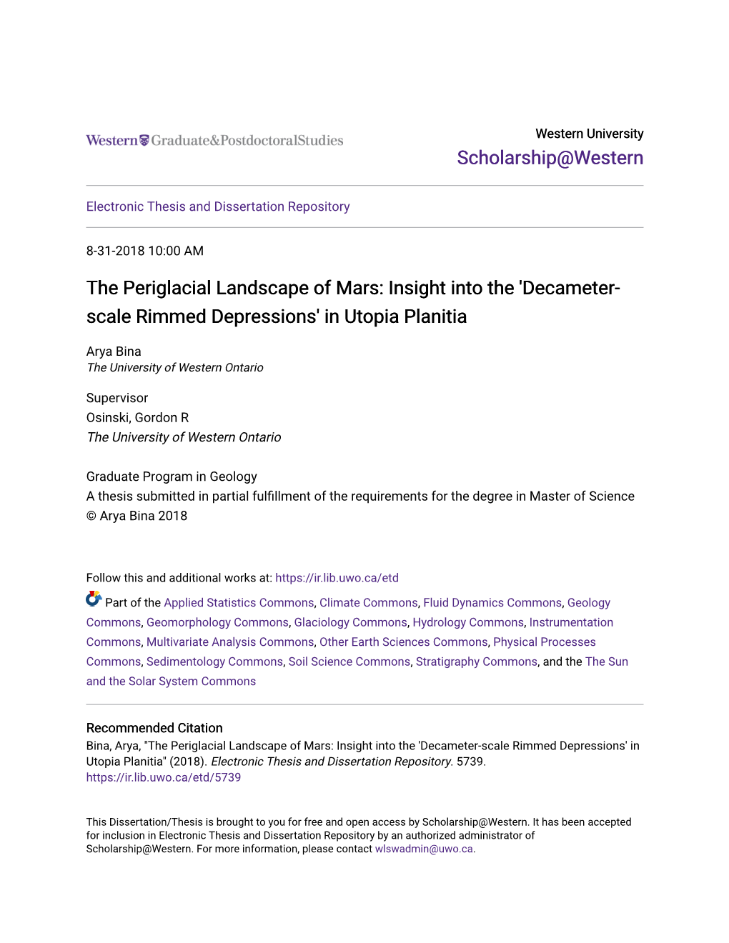 'Decameter-Scale Rimmed Depressions' in Utopia Planitia