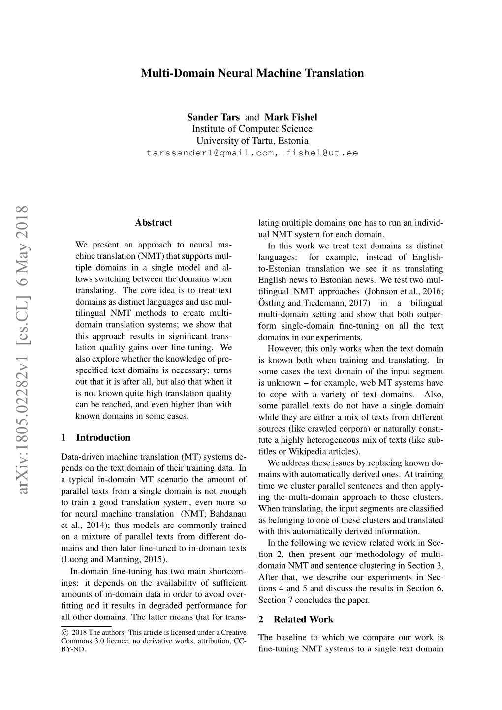 Arxiv:1805.02282V1 [Cs.CL] 6 May 2018 Omn