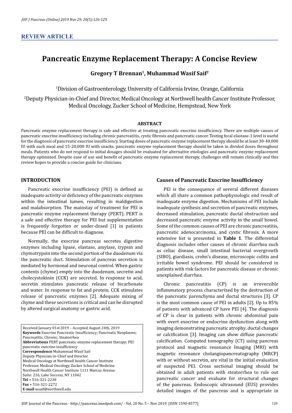 Pancreatic Enzyme Replacement Therapy: a Concise Review