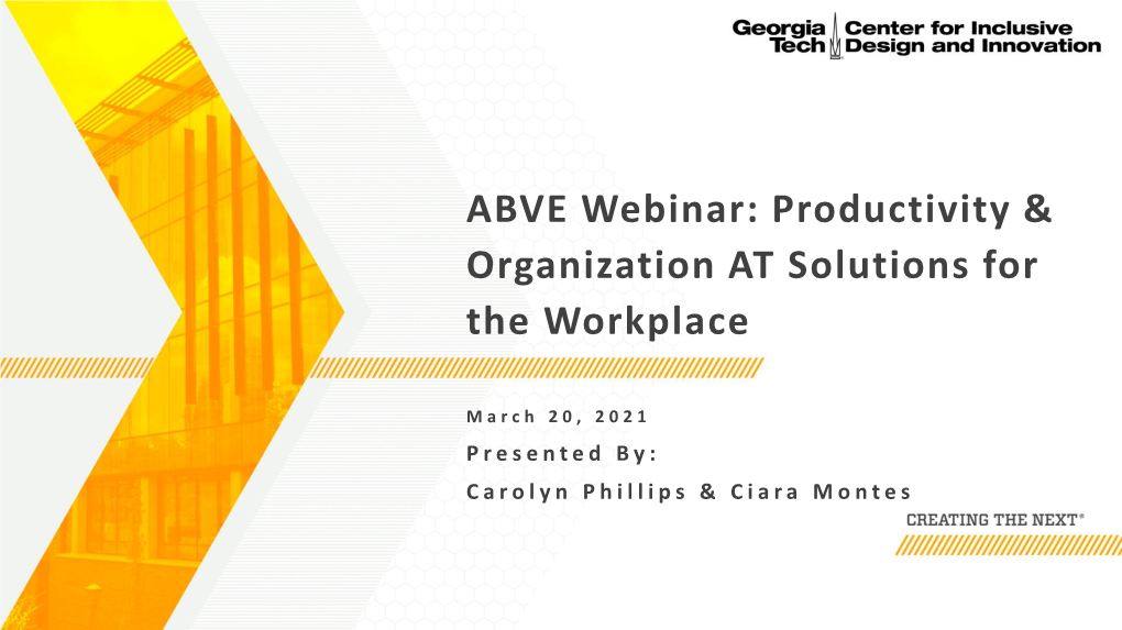 ABVE Webinar: Productivity & Organization at Solutions for the Workplace