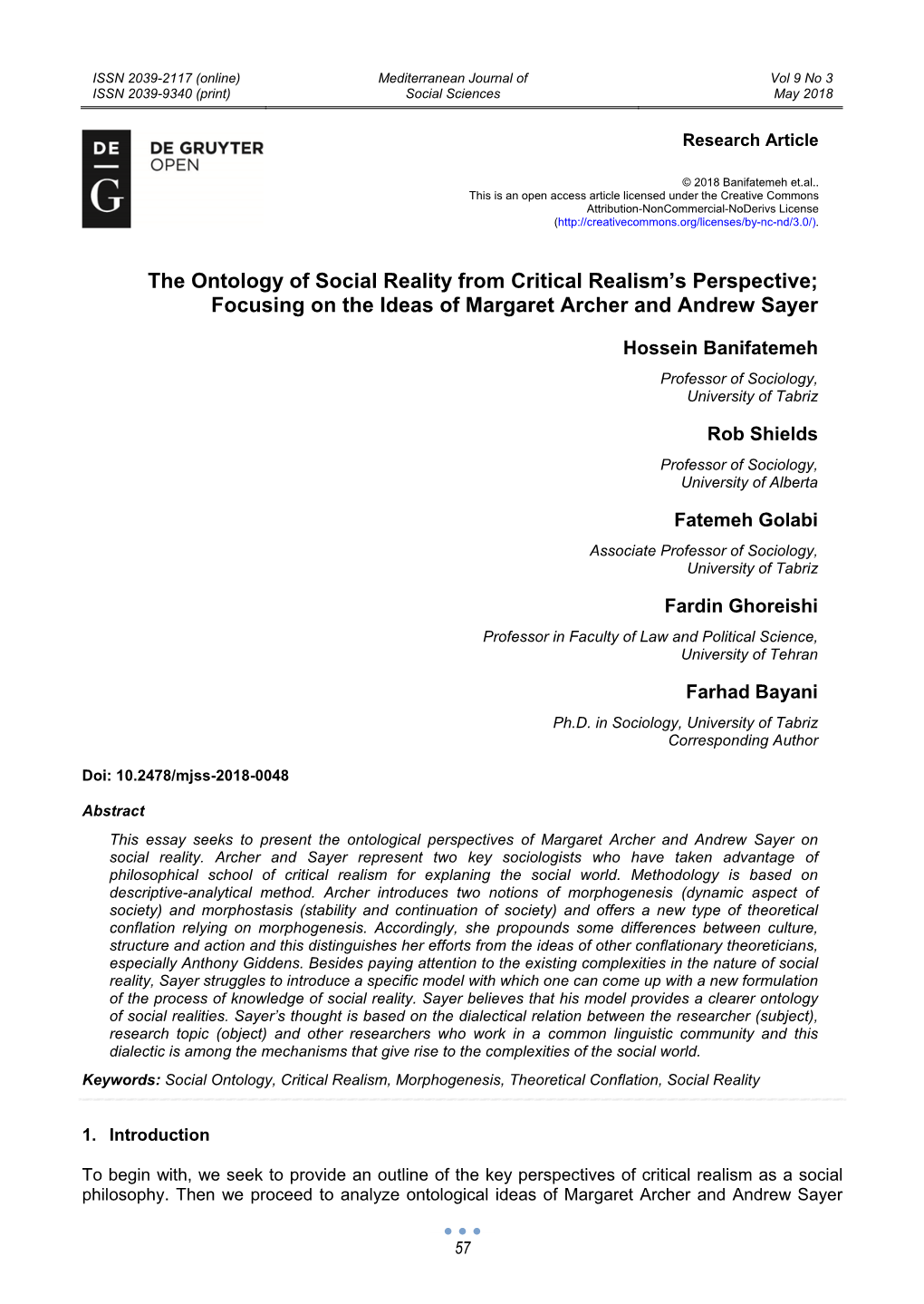 The Ontology of Social Reality from Critical Realism's Perspective