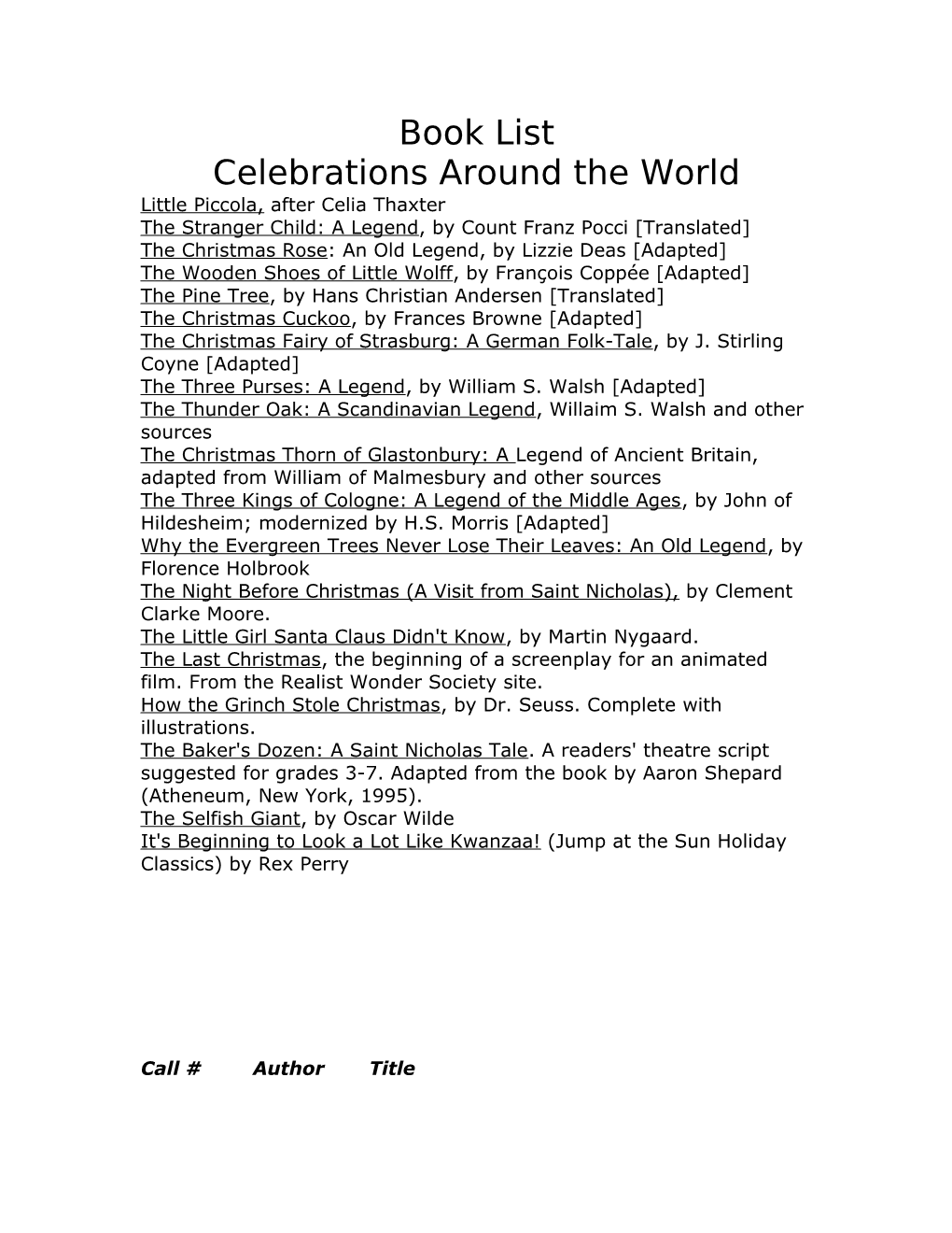 Celebrations Around the World