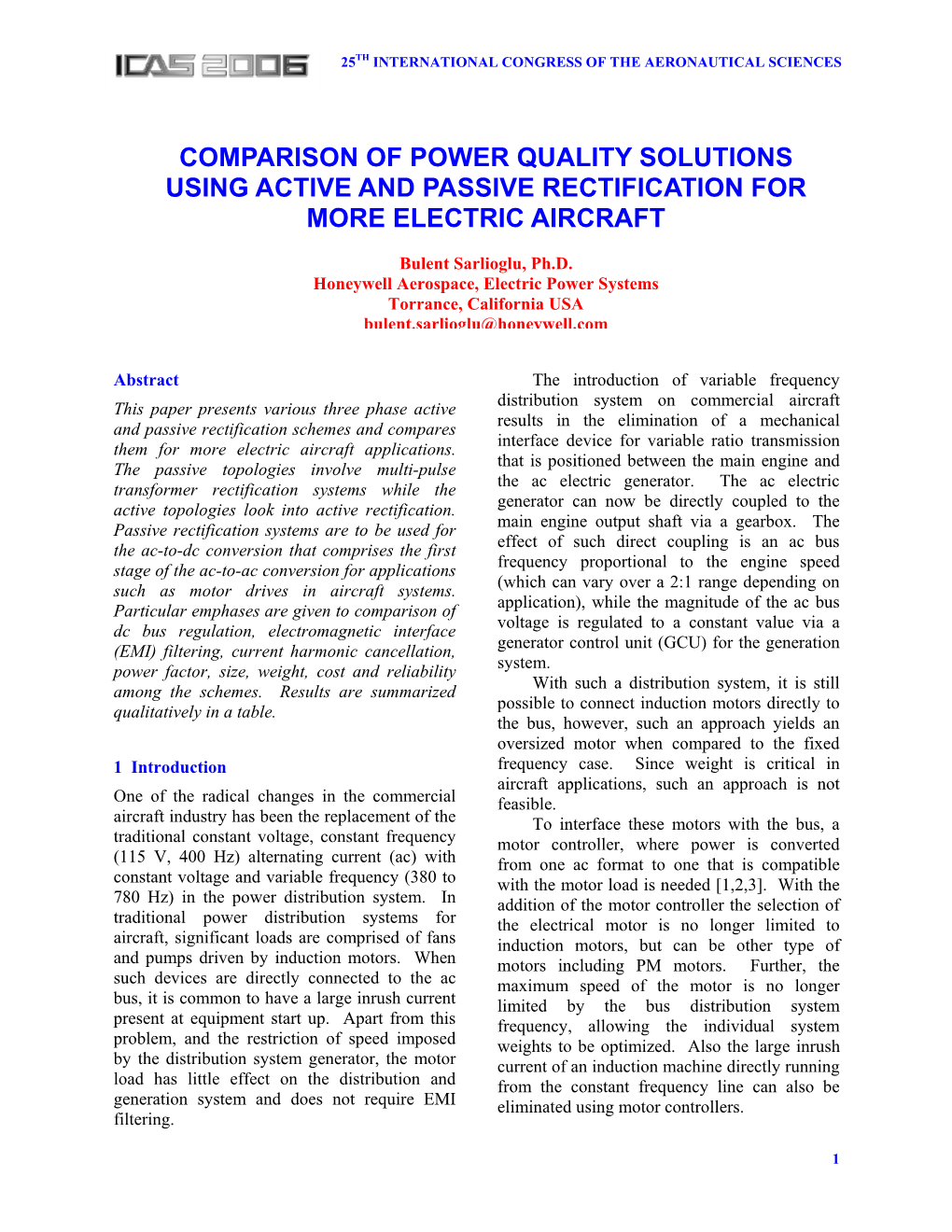 Comparison of Power Quality Solutions Using Active and Passive Rectification for More Electric Aircraft