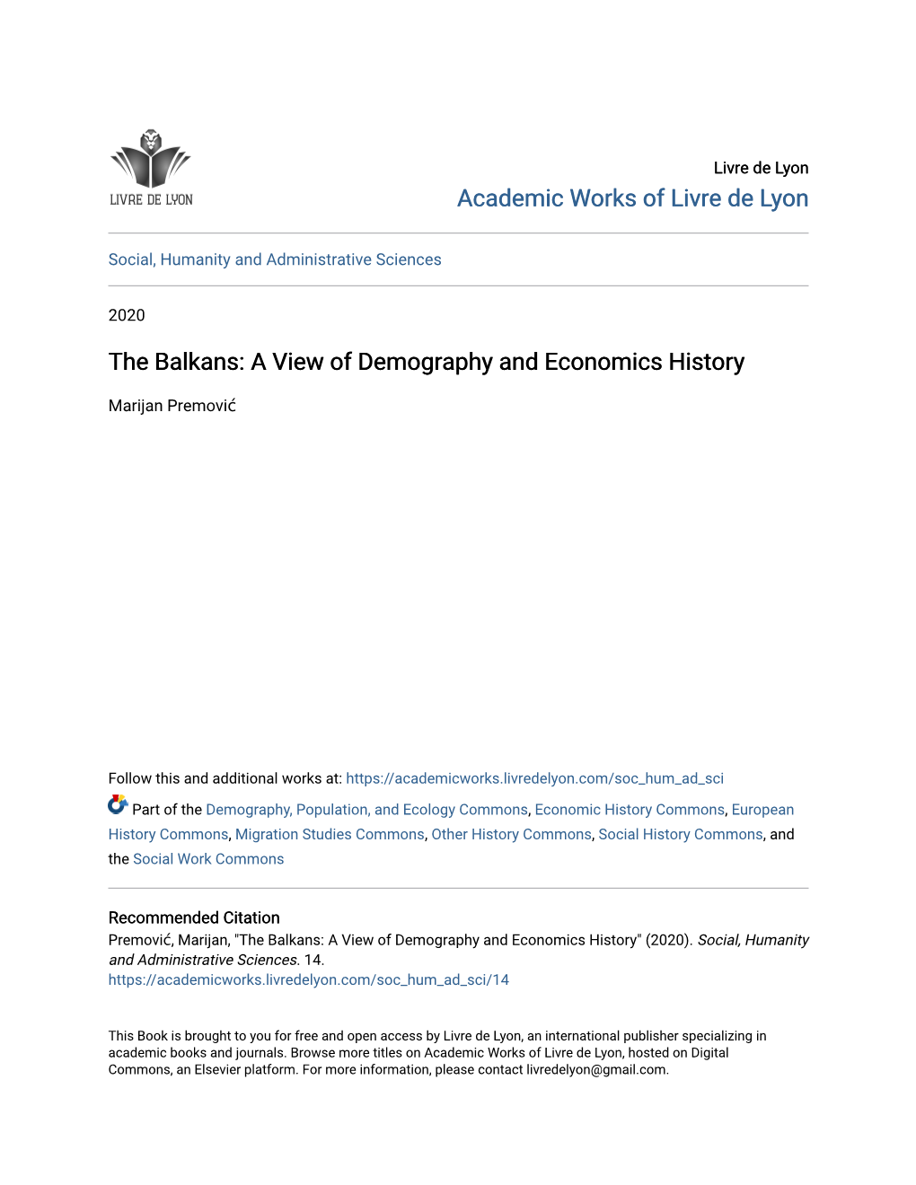 The Balkans: a View of Demography and Economics History