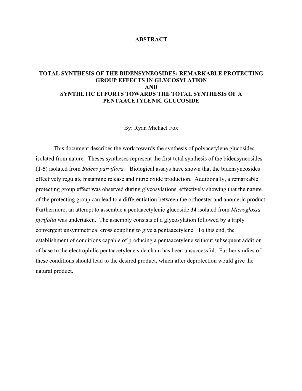 Abstract Total Synthesis of The