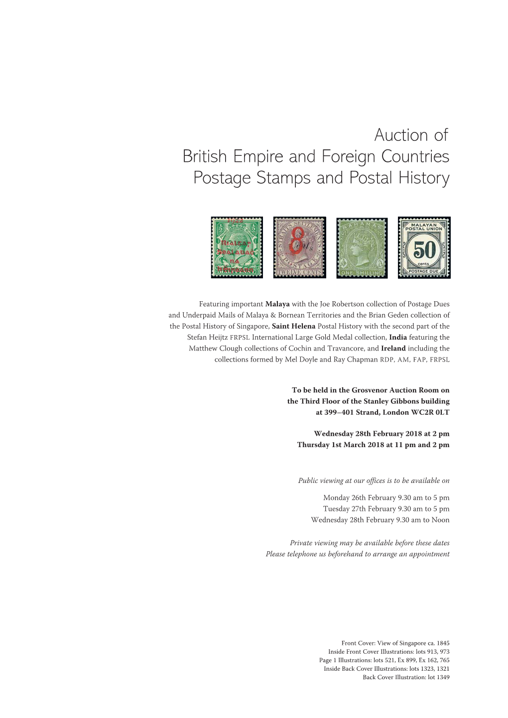 Auction of British Empire and Foreign Countries Postage Stamps and Postal History
