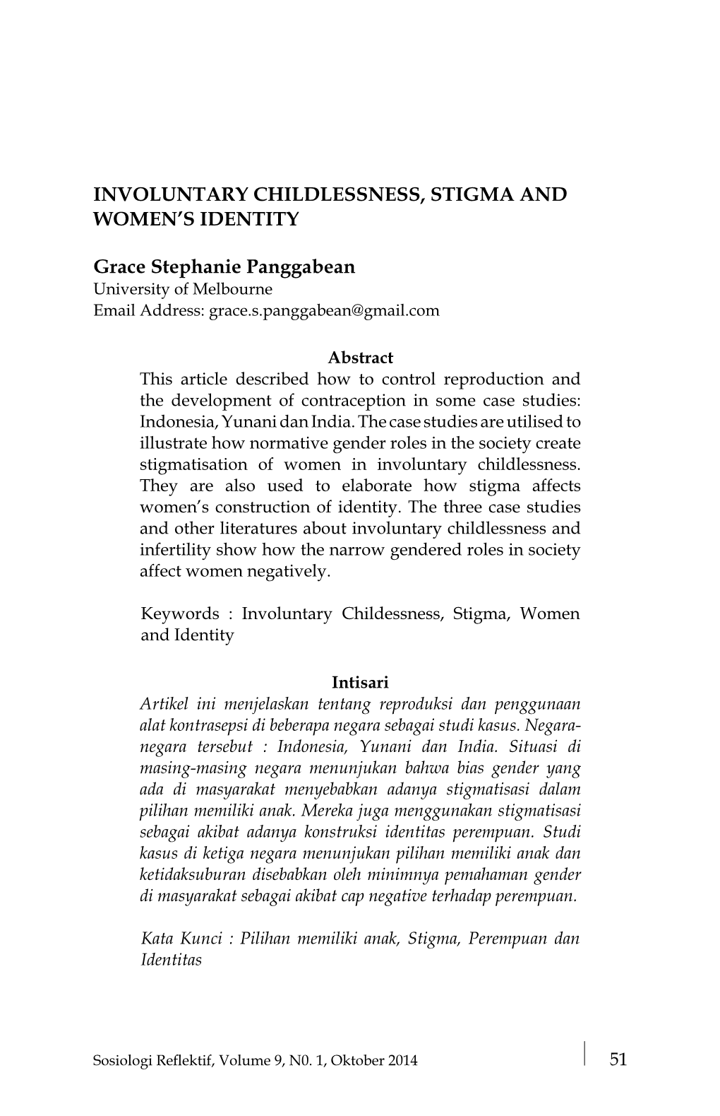 Involuntary Childlessness, Stigma and Women's Identity