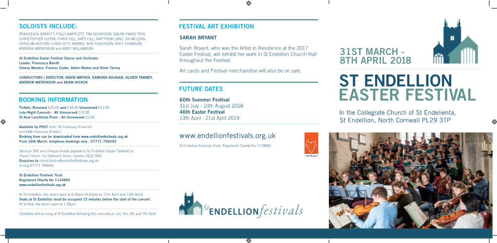 St Endellion Easter Festival Chorus and Orchestra Throughout the Festival