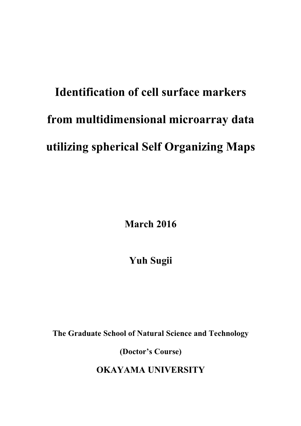 Identification of Cell Surface Markers from Multidimensional