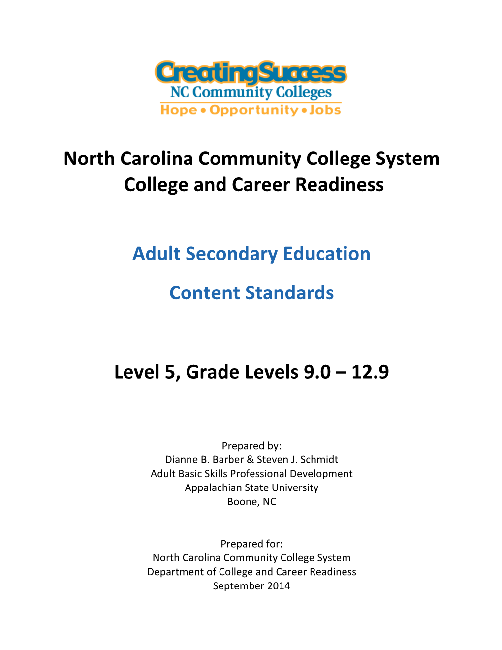 Adult Secondary Education Content Standards