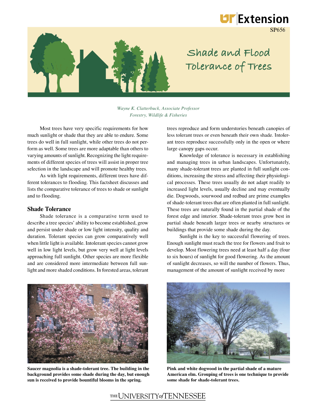 Shade and Flood Tolerance of Trees