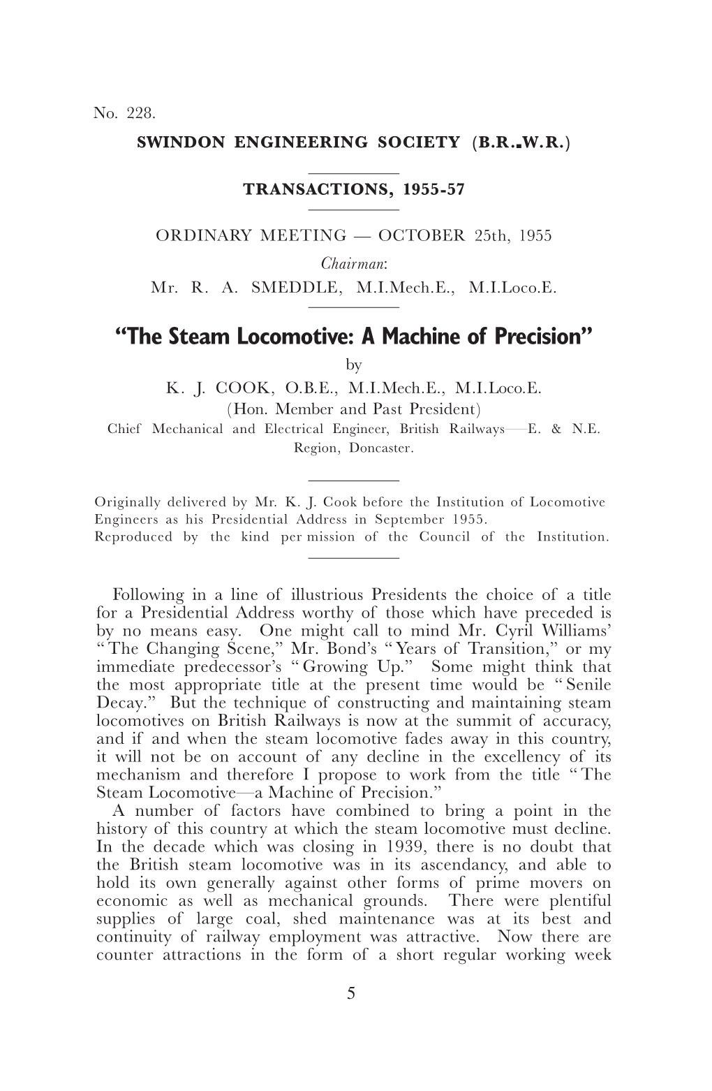 “The Steam Locomotive: a Machine of Precision” by K