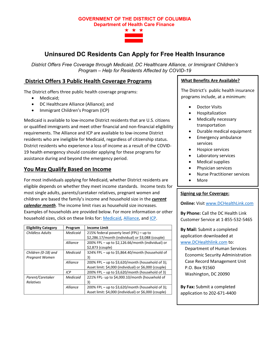 Uninsured DC Residents Can Apply for Free Health Insurance